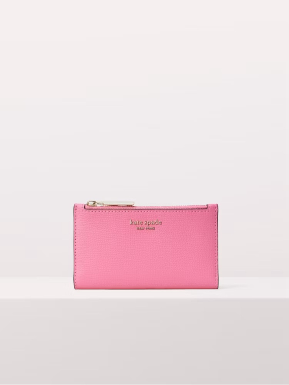 Kate Spade Sylvia Slim Bifold Wallet Crushed Watermelon Pebbled Leather